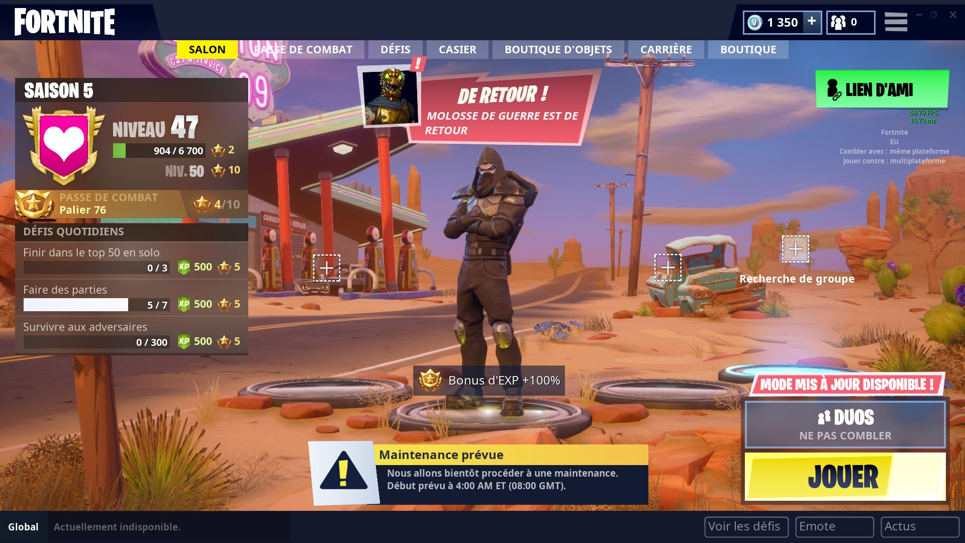 Fortnite Maintenance 6 septembre et serveur hors ligne PS4, PC, Xbox ONE Breakflip